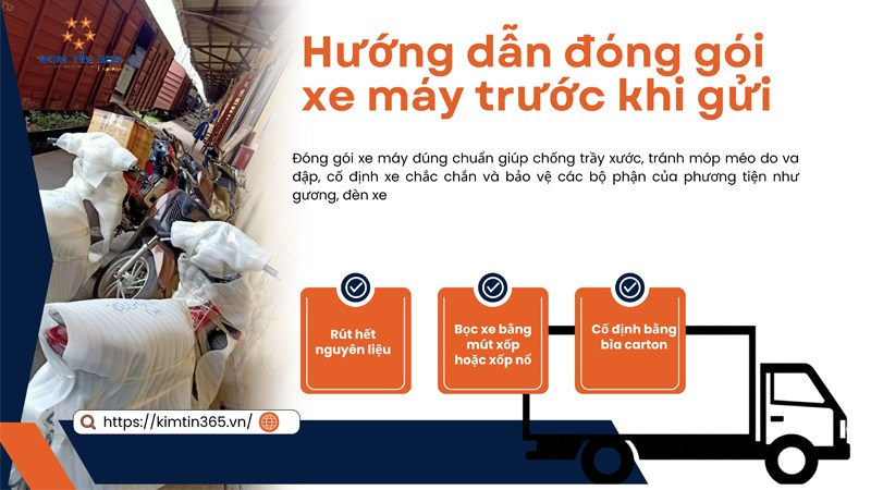 Hướng dẫn đóng gói xe máy khi vận chuyển